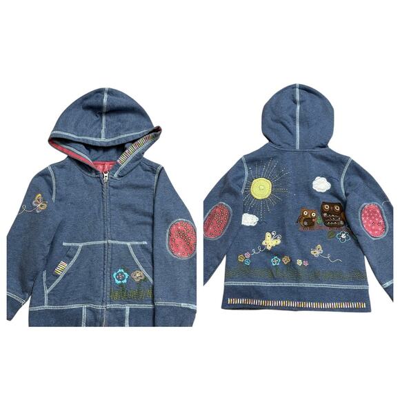 Gap Other - Baby Gap Size 4T Toddler Embroidered Hoodie Sweatshirt Woodsy Treehouse Owl Blue